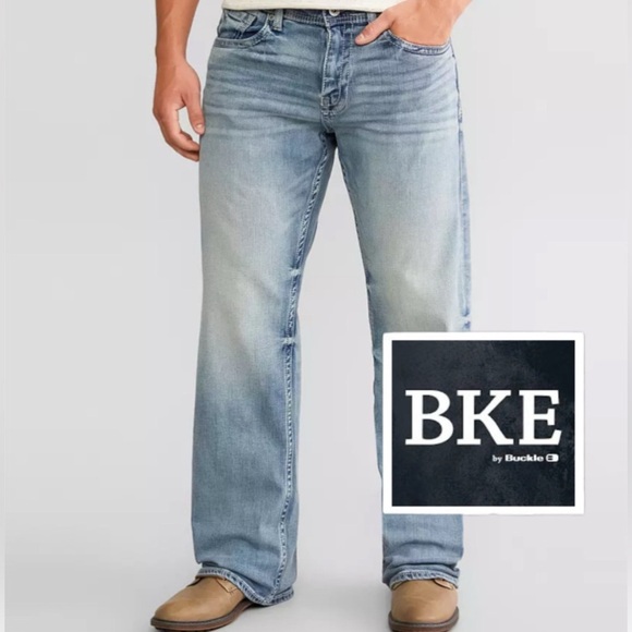 Buckle BKE Tyler Jeans Straight Leg Medium Wash Blue Denim Distressed Stretch33S - Picture 1 of 16